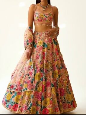 3-Piece Floral Lehenga